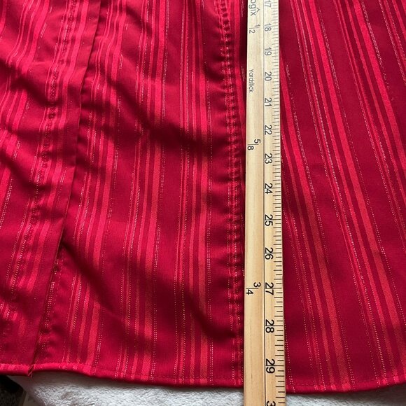 Maggie Barnes Womens Sz 3X Top Blouse Shirt Red Striped Button-Up Metallic - Picture 9 of 12